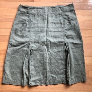 100% Linen Green Skirt with Pockets Sz 12